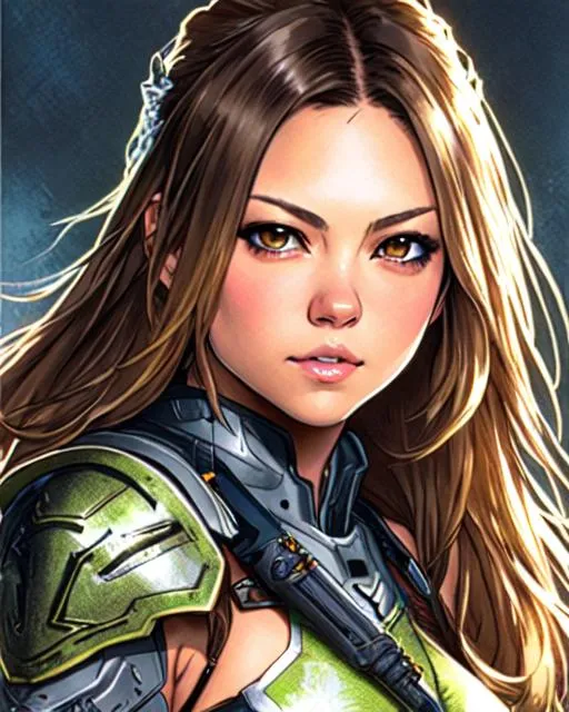 Prompt: (((Yoji Shinkawa))), sticker of ultra detailed portrait of mila kunis in heavy armor showing midrift, high quality cell shaded illustration in high fantasy style by Yoji Shinkawa,(((dynamic pose))), ((full body)),  perfect anatomy, centered, freedom, soul, blond very long hair, approach to perfection, cell shading, 4k , cinematic dramatic atmosphere, watercolor painting, global illumination, detailed and intricate environment, artstation, concept art, fluid and sharp focus, volumetric lighting, cinematic lighting, Art by Yoji Shinkawa,
