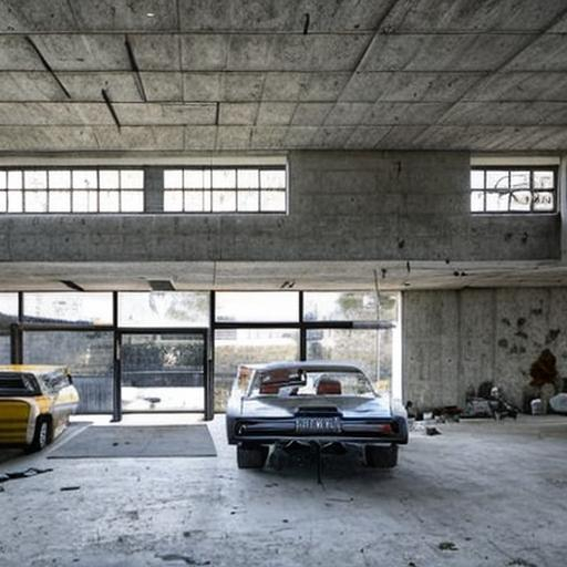 brutalist architecture garage. with lots of natural...