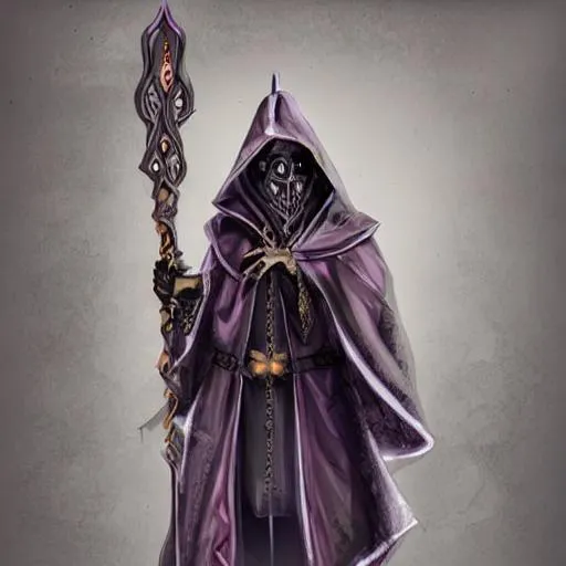 a full body portrait of a warlock with a hood holdin... | OpenArt