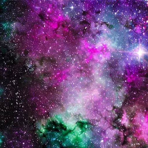 Prompt: purple, green and blue nebulae with stars


