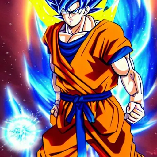 awesome goku with kamehameha super saiyan blue