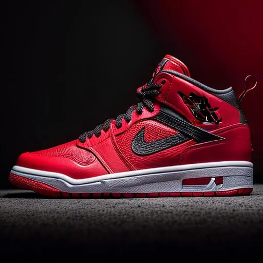 Prompt: epic promotional, professional, commercial poster of Red Jordans 11, ultra rich vibrant colors with shadow background, intricate details, 8k resolution , cinematic look, 300mm camera lens, {{hyperrealistic}}, trending on artstation, trending on nike website. 