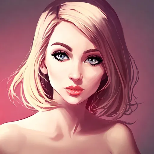 Beautiful Woman Cartoon Portrait 