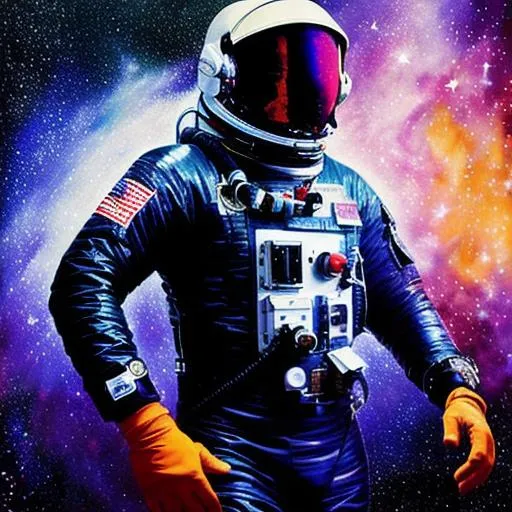 Prompt: astronaut swimming in galaxy trippy hyper realism
