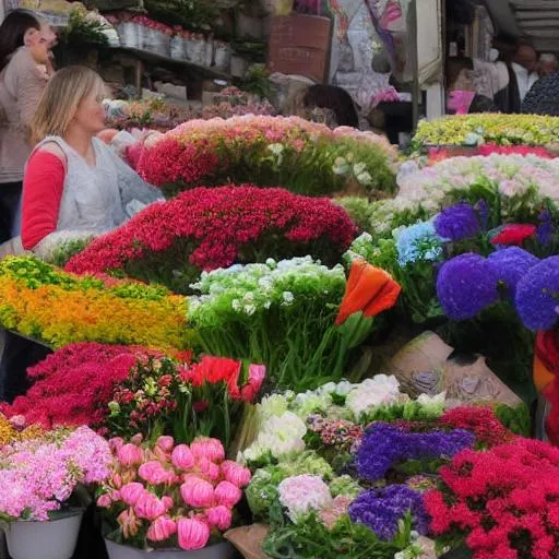 Prompt: Flowers market 
