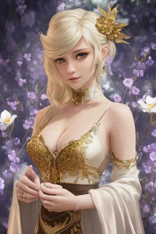 Prompt: Lunafreya Nox Fleuret, masterpiece,best quality,CG,wallpaper,HDR,high quality,high-definition,extremely detailed, perfect fingers, beautiful hands, cleavage, Elf, sharp chin, Wizard, A young and beautiful female elf holding a Dark spell, mage aura, wearing White mage robe, golden iris, short white long hair, beautiful detailed face features, digital painting by WLOPP, greg rutkowski, JunYoung shin, CL, kim sung hwan, symmetrical facial features, accurate anatomy, sharp focus, smooth, hyper-detailed, hyper-realistic, fashion, subtractive lighting, 16k, full body)