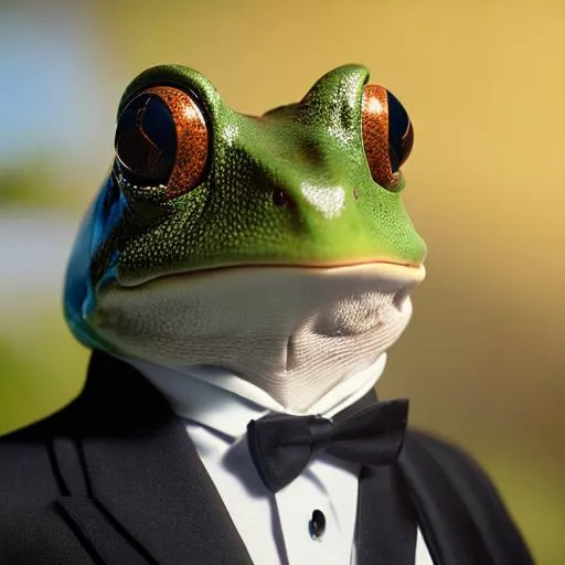 a cute anthropomorphic frog in a tuxedo. | OpenArt