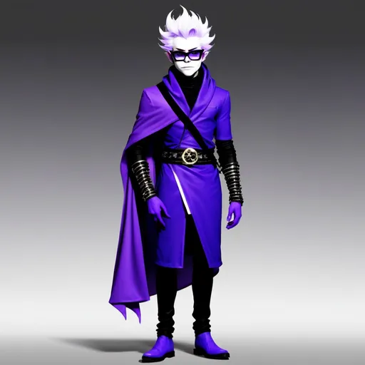 Prompt: Homestuck. Eridan Ampora.Fullbody view, plain background. Drag makeup, high quality render. Rupaul's drag race. Full view. full body photo, scarf, rings 