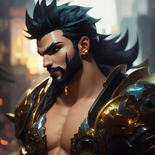 Prompt: upper torso portrait of league of legend's Draven, soft lighting, perfect composition, cinematic, video game trailer, dramatic, detailed painting, 8k, octane render, by makoto shinkai, stanley artgerm lau, wlop, rossdraws, concept art, digital painting, looking into camera,