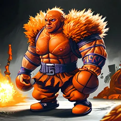 Prompt: basketball orange skin fighter cyber dwarf cyberpocolypse  