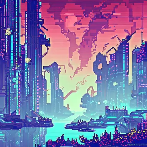 Prompt: cyberkpunk background pixel art