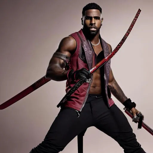 Prompt: jason derulo holding a katana