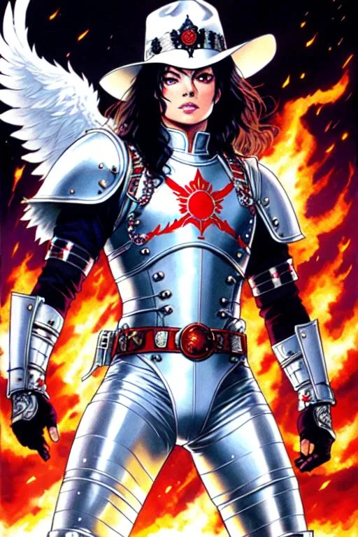 Prompt: (((Hiromu Arakawa))), sticker of ultra detailed portrait of Michael Jackson in White armour of Inferno armour, full body, high quality cell shaded illustration in post apocalyptic style by Hiromu Arakawa, ((full body)), dynamic pose, perfect anatomy, centered, freedom, soul, Black long hair, approach to perfection, cell shading, 4k , cinematic dramatic atmosphere, watercolor painting, global illumination, detailed and intricate environment, artstation, concept art, fluid and sharp focus, volumetric lighting, cinematic lighting, Art by Hiromu Arakawa,
