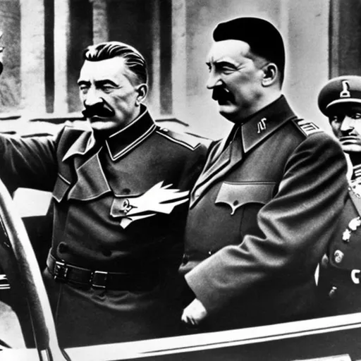 Prompt: Stalin and Hitler inside a Lamborghini 