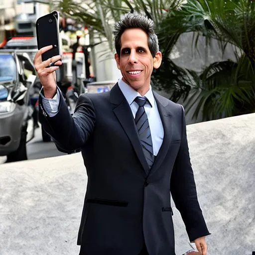 Prompt: Ben Stiller takes a selfie