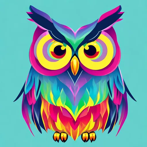 Prompt: Colourful logo of a owl