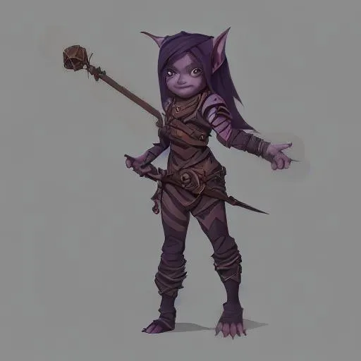 Prompt: dnd small goblin babarian cute flail female humanoid