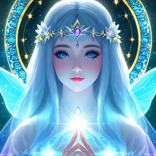 Prompt: White prism, cosmic,etherial, fairy, goddess of light , facial closeup