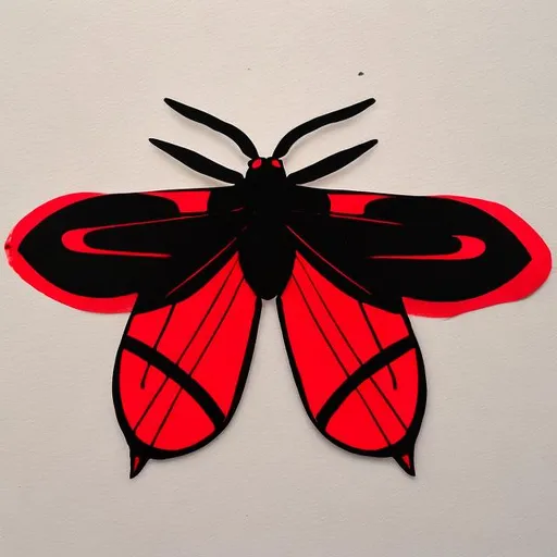 Prompt: red and black screenprint moth