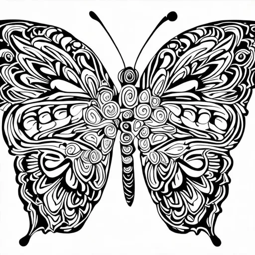 Prompt: Butterfly mandala outline black and white