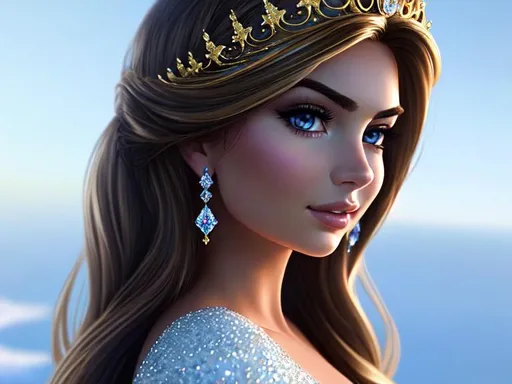 Prompt: a realistic feminine elegant princess Rapunzel, HD, mix of Kate Upton and Emily Ratajkowski, Diamond face, dress