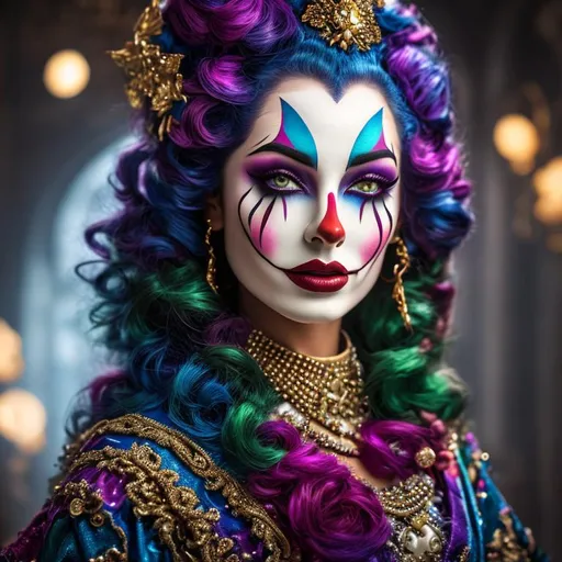 Prompt: {{{{highest quality concept art masterpiece}}}} digital drawing oil painting, 128k UHD HDR, hyperrealistic intricate, jester clown comic (HDR, UHD, 64k, best quality, RAW photograph, best quality, masterpiece:1.5),UHD, hd , 64k, jester clothes, circus background, hyperrealism, Very detailed, upper body, Very detailed, happy dark grey skin gnome in hyperrealistic clown makeup detail, comic grey skingnome in jester clothes, {{{{highest quality concept art masterpiece}}}} digital drawing oil painting, 128k UHD HDR, hyperrealistic intricate.