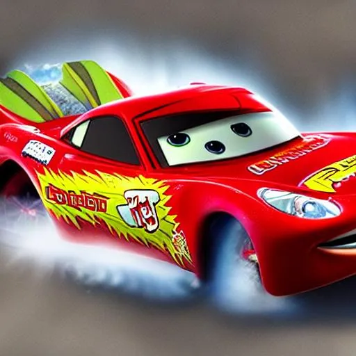 Prompt: lightning Mcqueen goes really fast