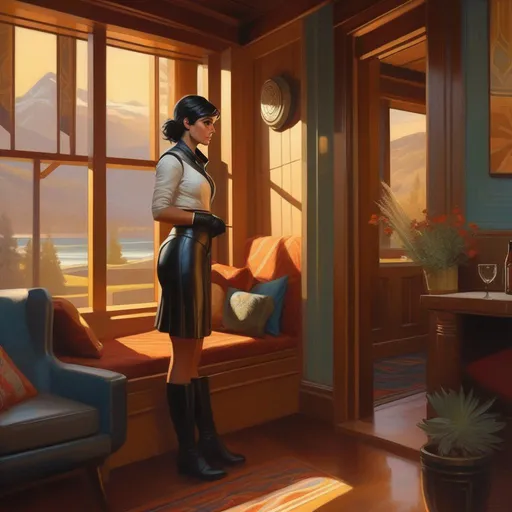 Prompt: Prey, female protagonist, Talos I, cartoony, warm atmosphere, extremely detailed painting by Greg Rutkowski and by Henry Justice Ford and by Steve Henderson