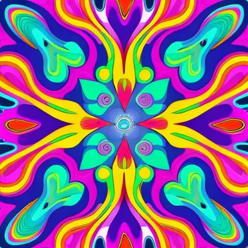 Lisa Frank style illustration of trippy psychedelic... | OpenArt
