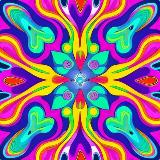 Prompt: Lisa Frank style illustration of trippy pattern background 