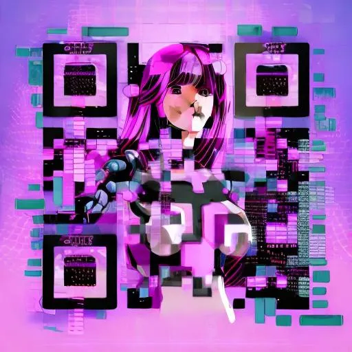 Prompt: The view of anime design with an artificial intelligence robotic woman in a purple and pinkish red background scene.