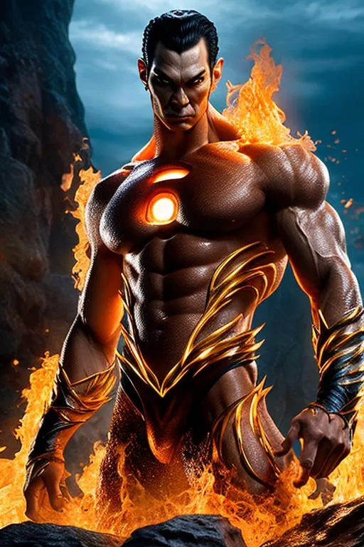 Prompt: High-resolution hyperrealistic image of namor the submariner merged with human torch jim hammond, highly detailed, photorealistic, uhd, hdr, 64k