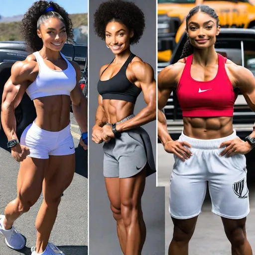 Prompt: muscular amazon, yara shahidi, ultra realistic, thick arms, 20 years old, ripped, hulking out, massive biceps, massive triceps, massive shoulders, 