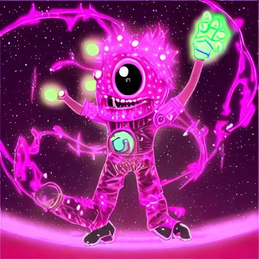 Prompt: pink glow monster