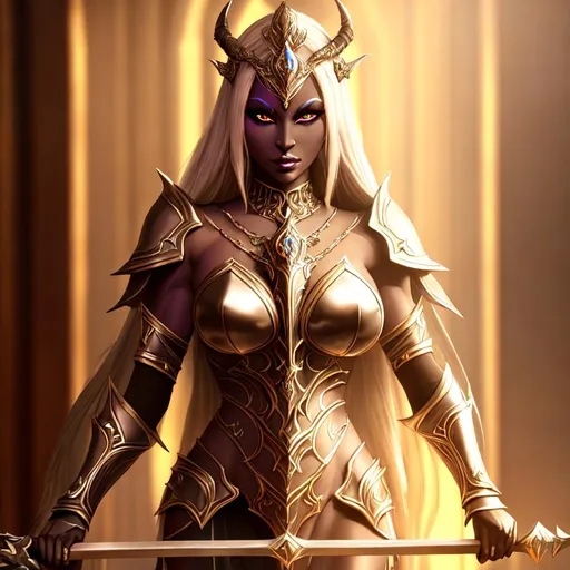 Prompt: Woman dark elf, drow, stunning, gorgeous, fit, queen, evil paladin, wearing a dark armor, holding a dark sword in hand, fantasy, UHD, 8k, high quality, ultra quality, perfect composition, trending art, trending on artstation, sharp focus, studio photo, intricate details, cinematic lighting, special effects, hyper realism, hyper realistic, Very detailed, high detailed face, high detailed eyes, oil painting, full body