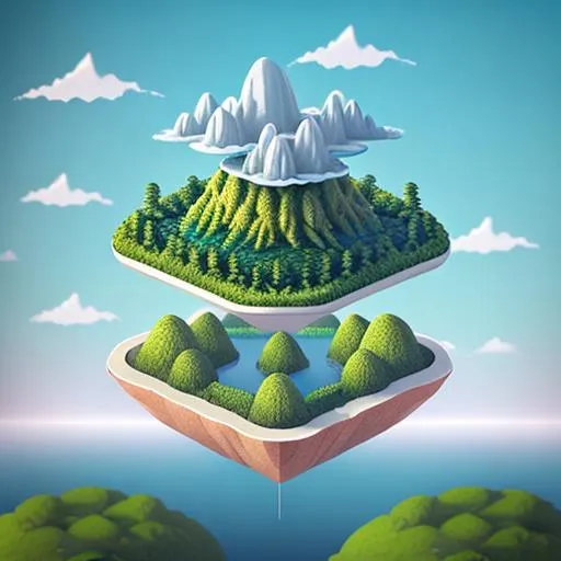 Prompt: 100mm photo of isometric floating island in the sky, surreal {forest}, intricate, high detail, behance, microworlds smooth, macro sharp focus, centered