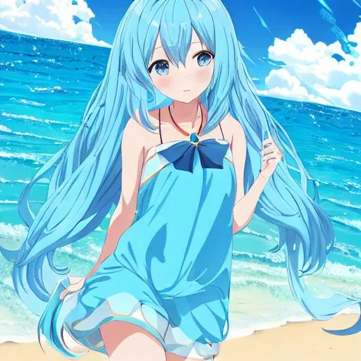 Prompt: Ocean/beach themed anime girl