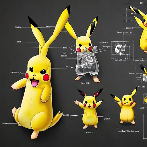 Prompt: epic realism photo anatomy of Pikachu, dissection scientific illustration from biology book 4K UDU HD