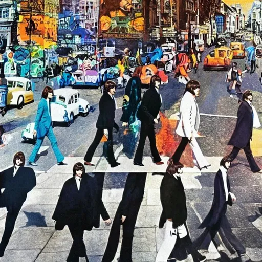 Prompt: The Beatles in color