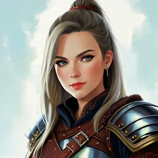 Prompt: dnd, portrait, illustration, warrior, female, leather armor
