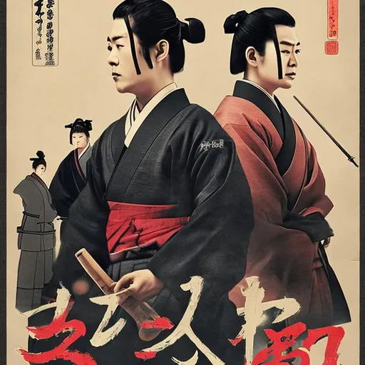 Prompt: serious japanese period drama poster