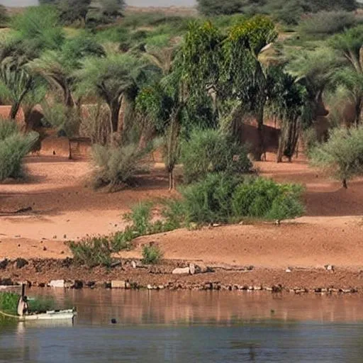 Prompt: Create a picture of the river Nile in Sudan 