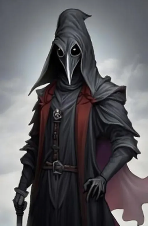 Prompt: Godly Plague doctor made of magma 