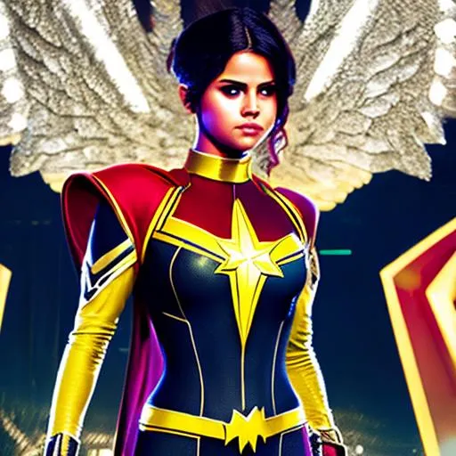 Selena Gomez As A Super Villain Wearing Captain Marv 