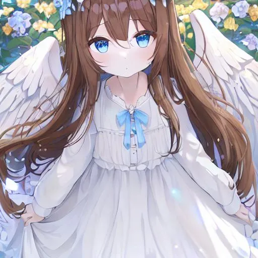 anime girl in a dress with brown hair