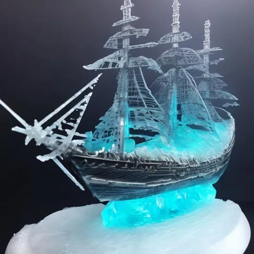 Prompt: DND an ship made of ice
sailing in the artic