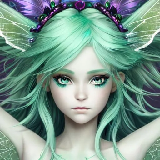 fairy goddess with sea green hair and eyes | OpenArt