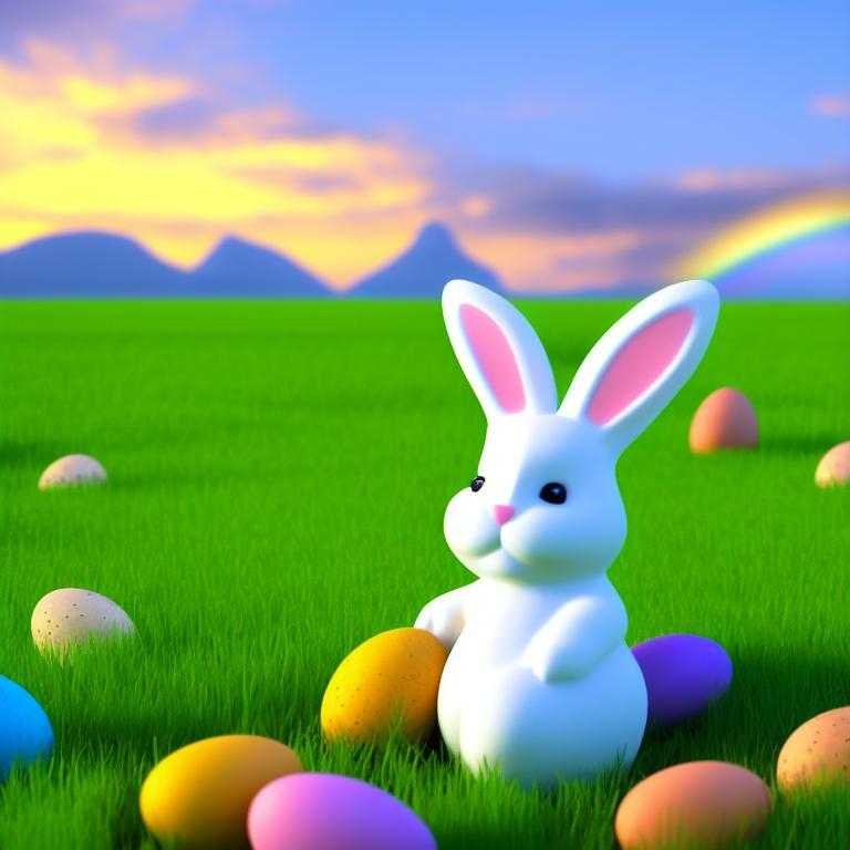 cute easter bunny, smooth 3d blender render, on a gr... | OpenArt