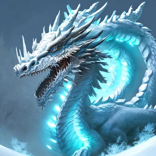 Prompt: snow dragon, digital art
