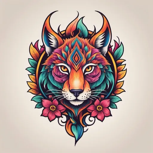 Prompt: colorful and illustrative tattoo logo